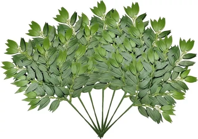 ShipUS KACOMACO 24Pcs Italian Ruscus Greenery Stems 23" Artificial Silk Green