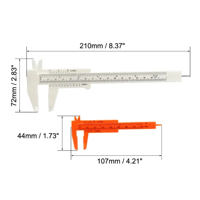 Calibro Corsoio 80mm 150mm Mini scale Doppia Righello Bianco Arancione 1 Set 3