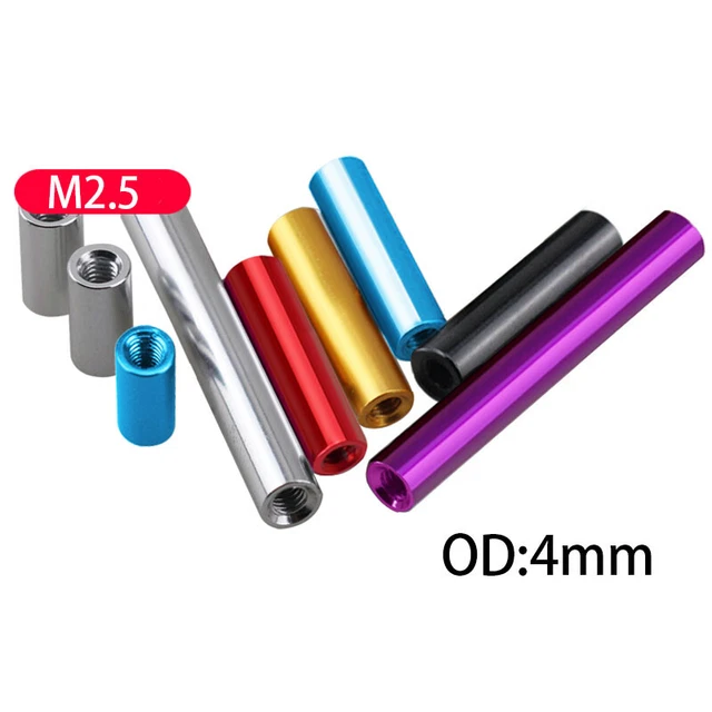 M2.5 Aluminum Column Round Threaded Sleeve Multicolour Stud Standoff Nut OD:4mm