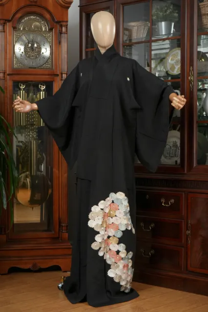Dear Vanilla Japanese Silk Tomesode Kimono Women's Authentic Japan Made Vintage