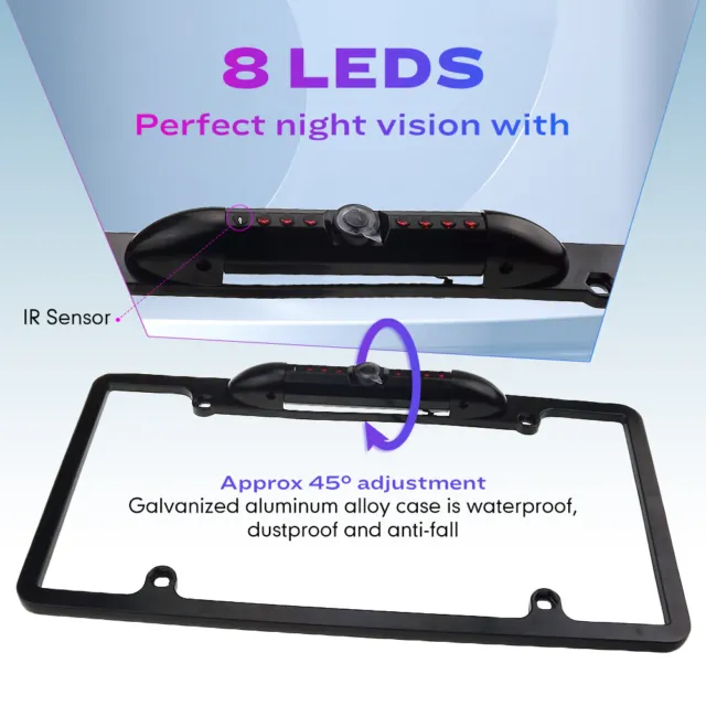 Backup Camera Night Vision Reverse US License Plate Frame Car Rear View Parking