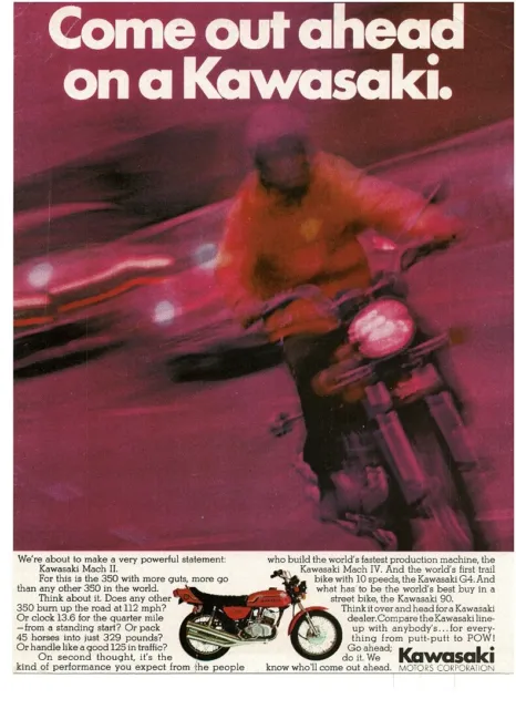 1972 KAWASAKI MACH II 350 Motorcycle Vintage Print Ad