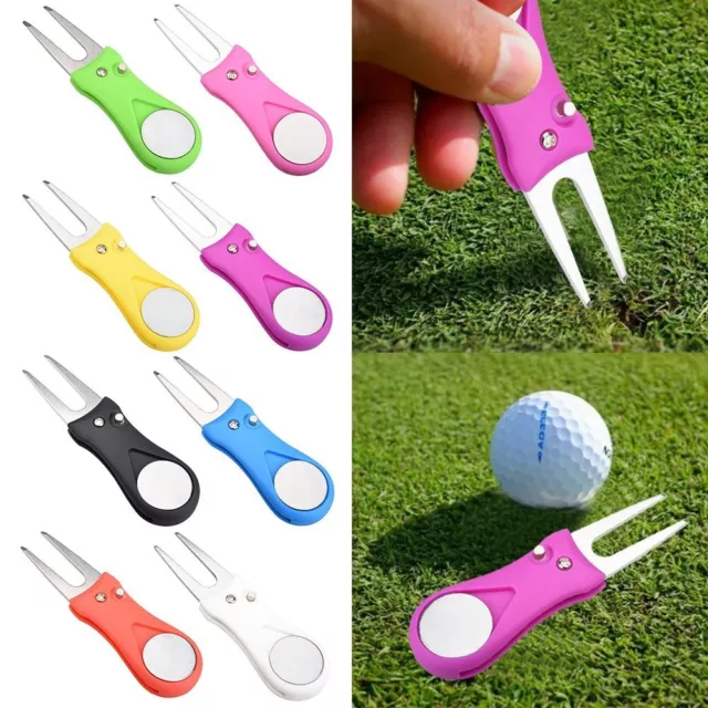 Steel Golf Divot Repair Tool Mark Switchblade Ball Marker Golf Accessories