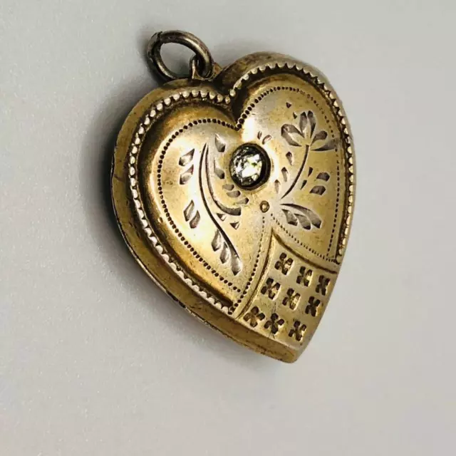 Antique Secret Heart Pendant Silver 875 Soviet Gilt ussr
