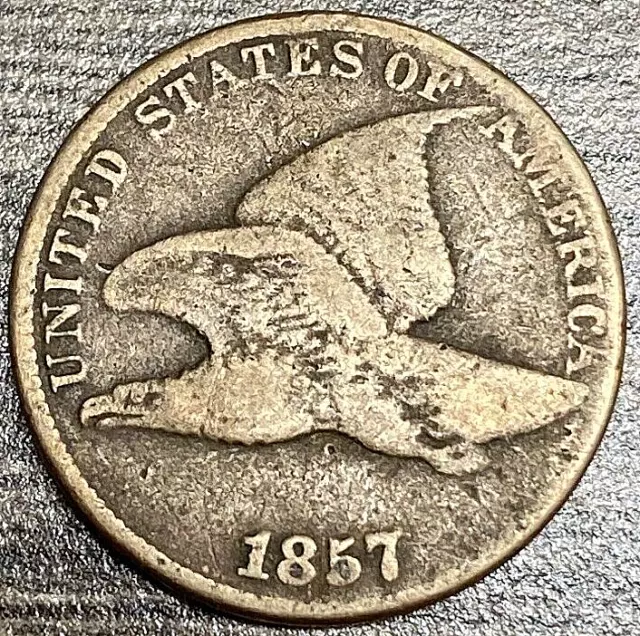 1857 Flying Eagle Cent F+ Details Free Shipping!