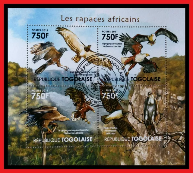 041. Togo 2012 Gebraucht Briefmarke M/S Vögel Von Prey, Afrikanische Raptors