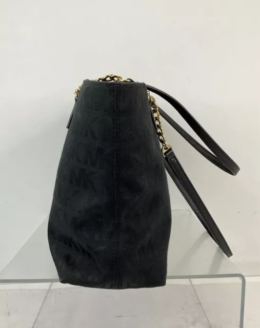 MICHAEL Michael Kors Black Signature Jacquard Chain Link Tote Handbag 3