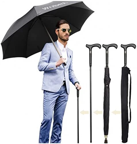2-in-1 Walking Sticks Umbrella - Windbreak Ribs
