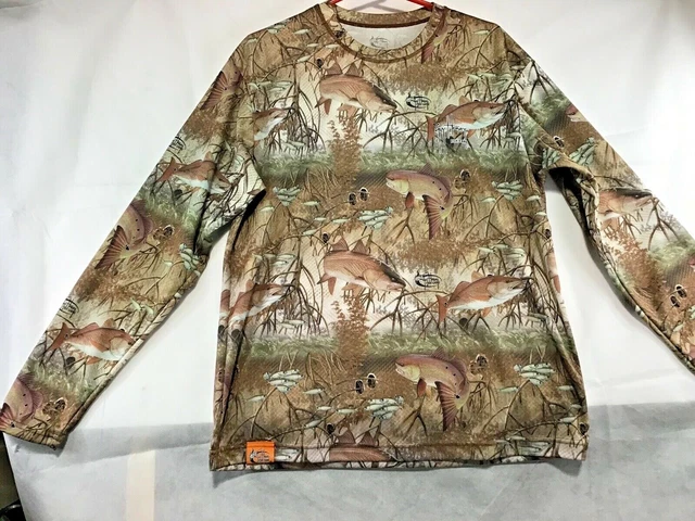 Guy Harvey Fish Camo Fishing Shirt, Size Medium, long sleeve