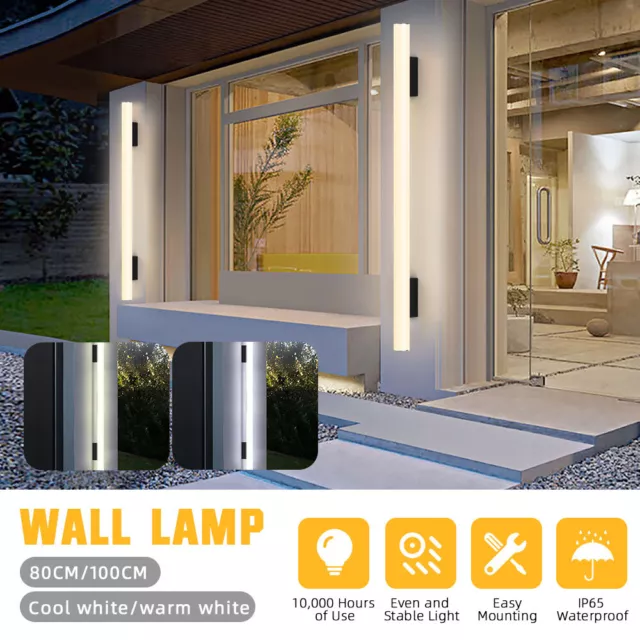 Modern Long Strip LED Wall Light Aluminum Garden Outdoor Porch Waterproof Lamp