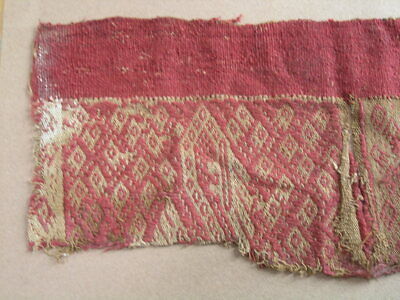 Ancient Pre Columbian Chancay / Nazca or other Textile Fragment 5x11" 2