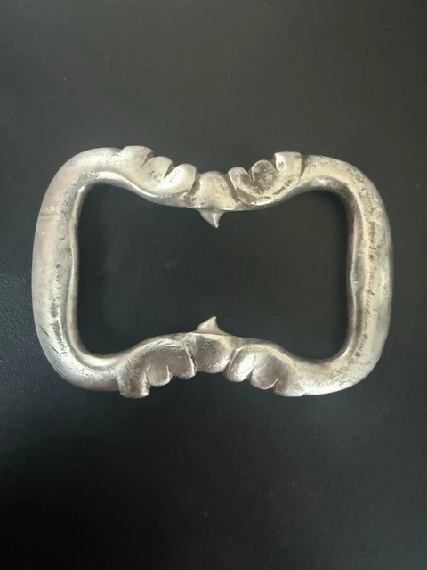 Boucle De Ceinture Ancienne En Argent Massif - Lorenzi Milan, Italie, Occasion Bon état