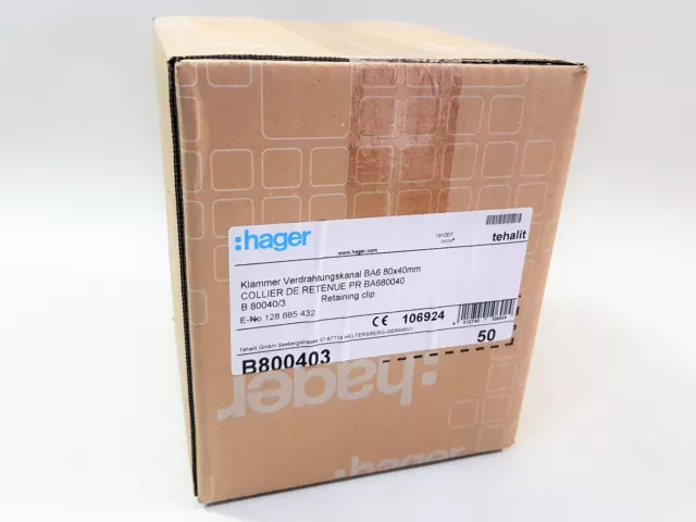 (0,75 €/ Unit) 50 Piece Hager B800403 Clip Wiring Duct BA6 3 5/32x1 9/16in