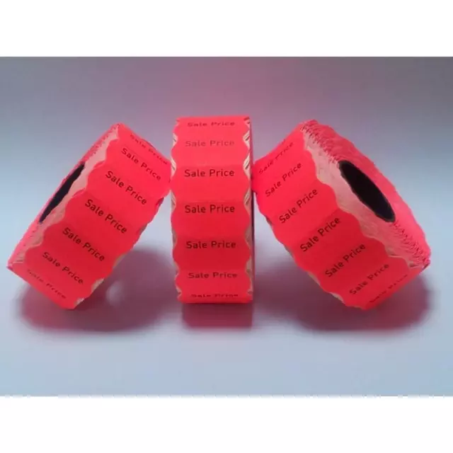 Price Labels CT4 26x12mm FL. Red Sale Price in Black Ink 10 Roll Fits Open C6/C8