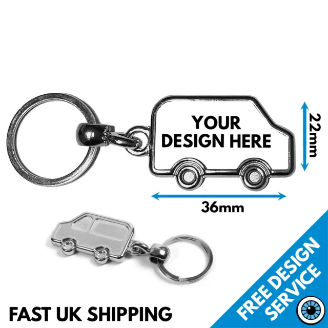 Custom Printed Metal Van Key Ring Personalised Keyrings Business Logo Keyring