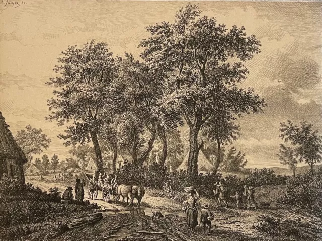 Le travail rustique d'après Hobbema 1638-1709 gaveur Charles-Emile Jacque 1853