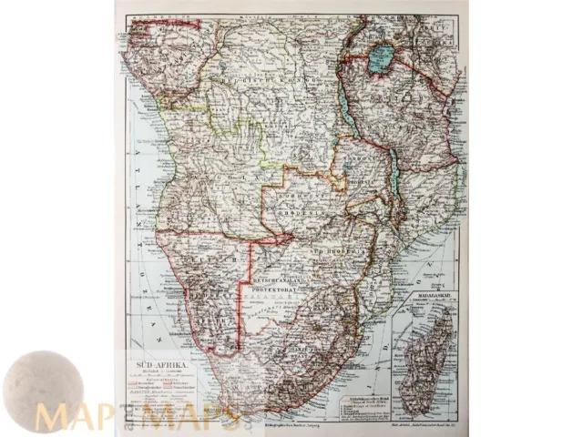 Antique Map Colonial South Africa Madagascar 1905