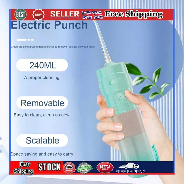 Irrigatore dentale elettrico 240 ml retrattile ricaricabile per uso da viaggio (verde)