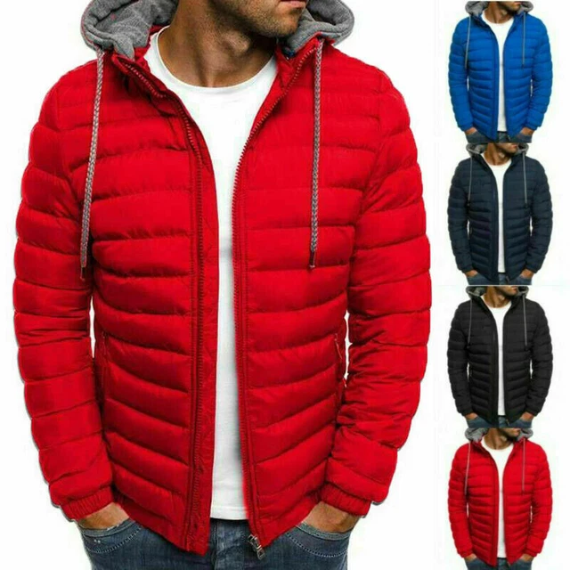 Mens Hoodie Bubble Coats Puffer Comfy Jackets Winter Warm Quilted Zip-Up Outwear