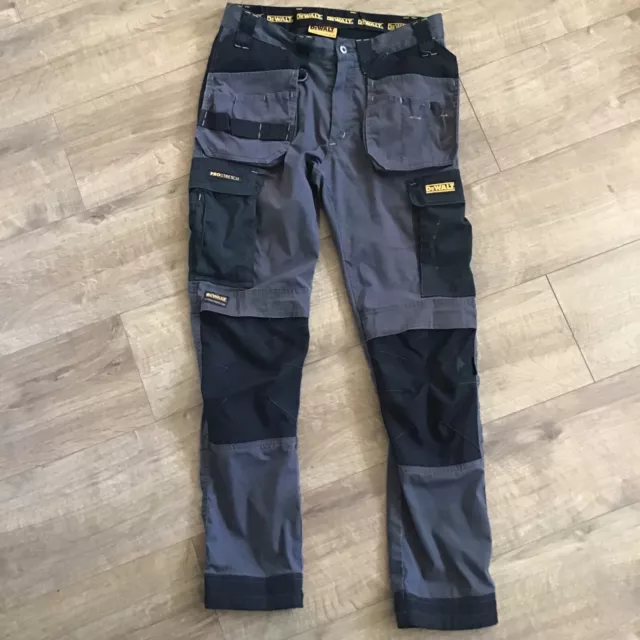 Dewalt Grey / Black Prostretch Work Trousers Size W30 L31 Multi Pockets