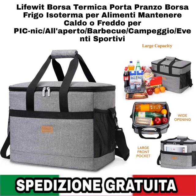 ADRIATIC - Borsa termica da 24 litri, per picnic/spiaggia, 2 siberini inclusi, grande, Grey, Cooler Box ADRIATIC - Borsa termica da 24 litri, per picnic/spiaggia, 2 siberini inclusi, grande, Grey, Cooler Box