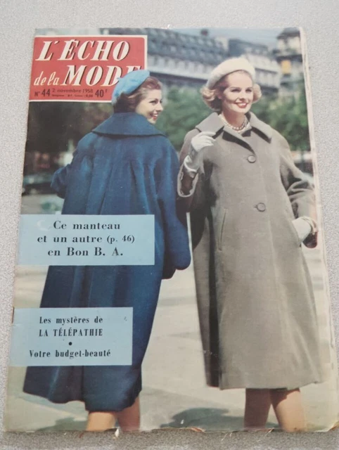 Patron De Couture Vintage Echo De La Mode 1960 - Veste Droite à Poches Coupées - Taille 44 - Pour Collectionneurs Ou Couturiers