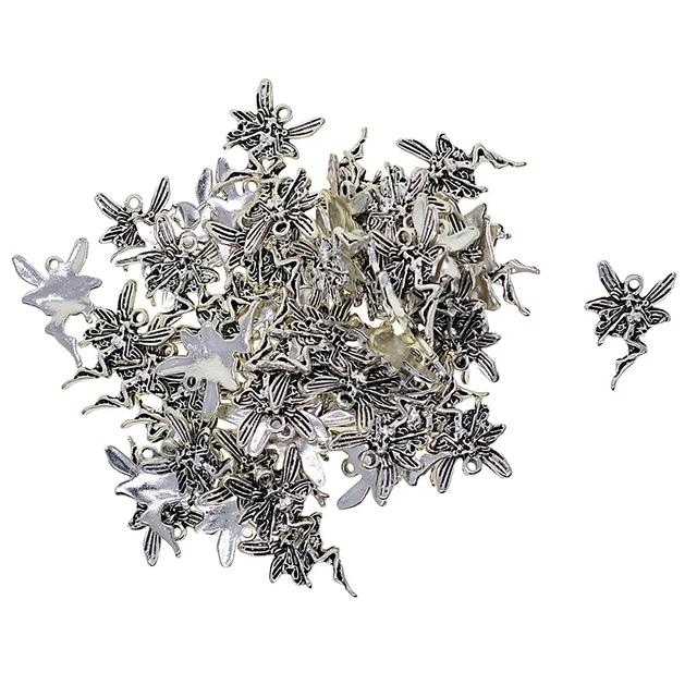 50 Stück Tibetan Silver Angel Fairy Charm Schmuck Anhänger Making Findings