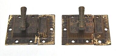 2 Matching Vintage Eastlake Style T  Handle Latch And Keepers