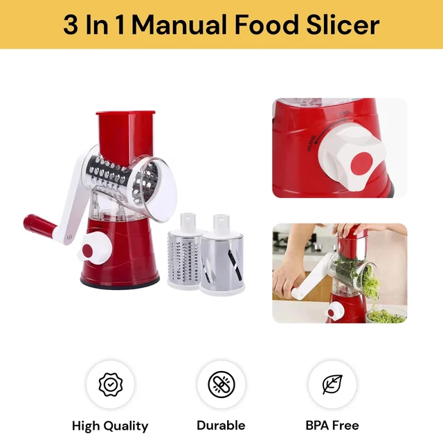 Rotating Fruit Cutter KITCHEN VEGETABLE FRUIT Slicer Cutter Shredder Food Manual Rotary ...
