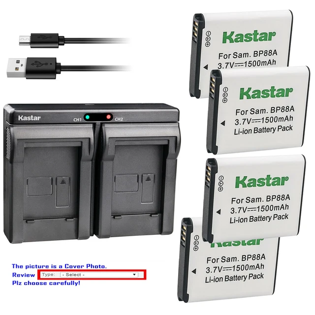 Kastar Battery Dual USB Charger for Samsung EA-BP88A BP88A Samsung DV300F Camera