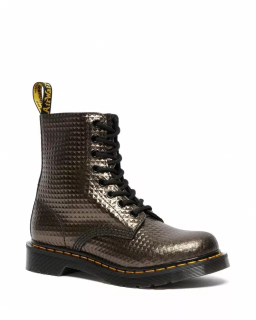 Dr martens 1460 pascal embossed black leather flat ankle boots sale