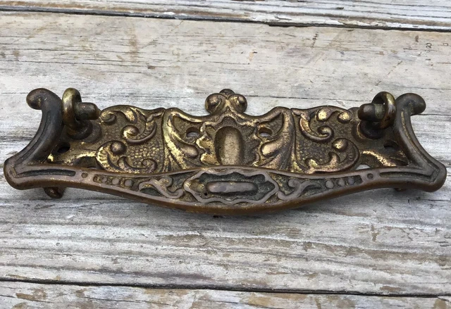 Vintage Brass Pull Drop Door Drawer Knob Handle