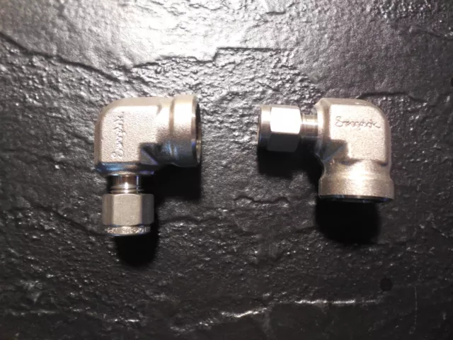 NEW Swagelok® 1/4 Tube OD x 3/8 NPT Pipe FEMALE ELBOW CONNECTOR LOT OF 2