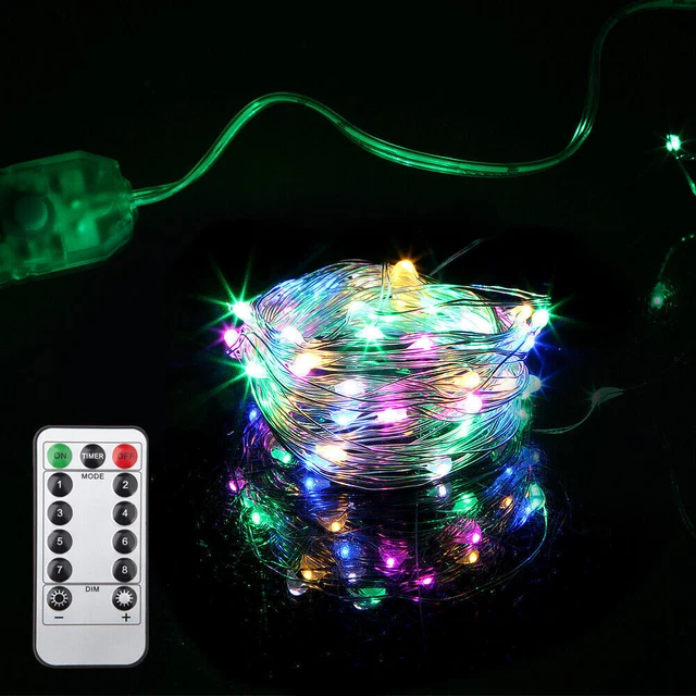 USB Plug In 50LED DIY Colored Micro Copper Wire String Lights Party Fairy Light