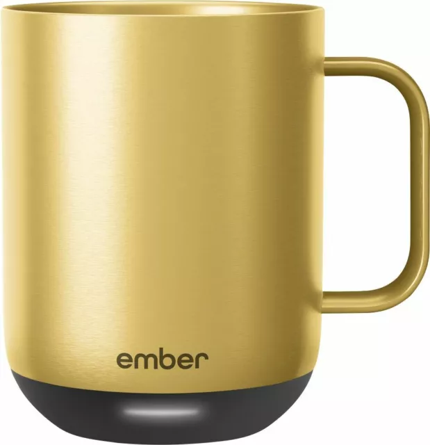New Ember 2 10 oz Gold Temperature Control Smart Heated Mug 1.5 Hour Battery
