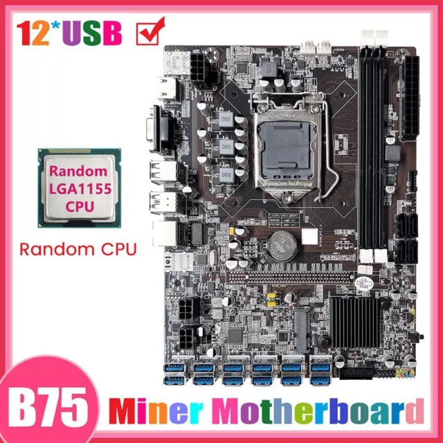 Carte MèRe MinièRe B75 12GPU  + Prise en  CPU AléAtoire 2XDDR3  MSATA 12XUS7099