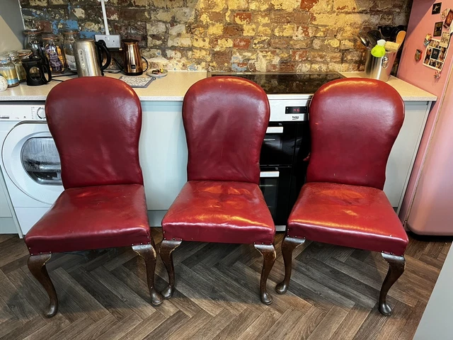 Red leather kitchen chairs deals