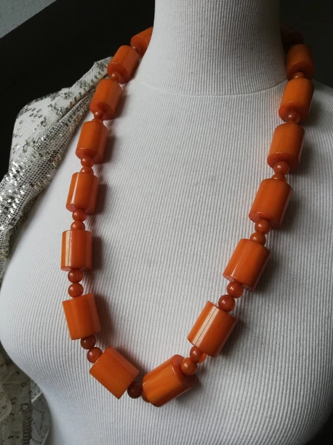 Collier Ancien Bakélite Marron – Perles Vintage, Sans Marque, Occasion