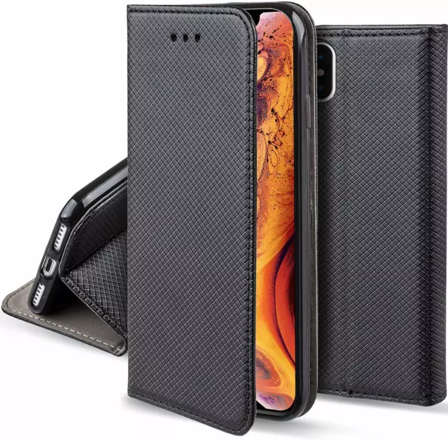 CUSTODIA A PORTAFOGLIO LIBRO per APPLE IPHONE XS MAX Cover Pelle Nera Magnetica