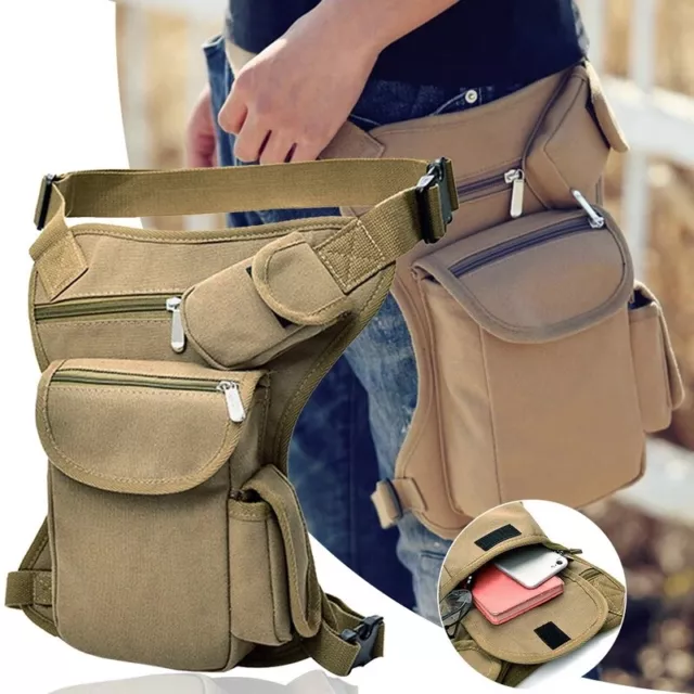Mens Waist Drop Leg Thigh Bag Tactical Outdoor Hip Belt Fanny Utility Pack Pouch