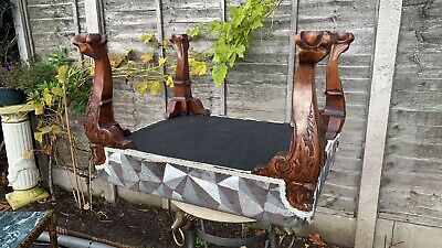 Beautiful Vintage Wooden Decorative Padded Stool With Lion Claw Feet (C2) 5