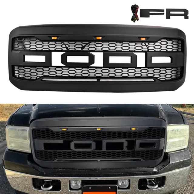 Front Grille For Ford 2005 2006 2007 F250 Super Duty Black Style Grill W/Letters