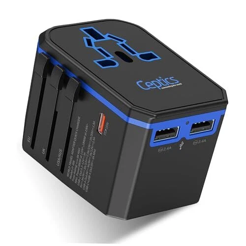 International Power Adapter, World Travel USB Type C QC 3.0 18W PD Plug Adapt...