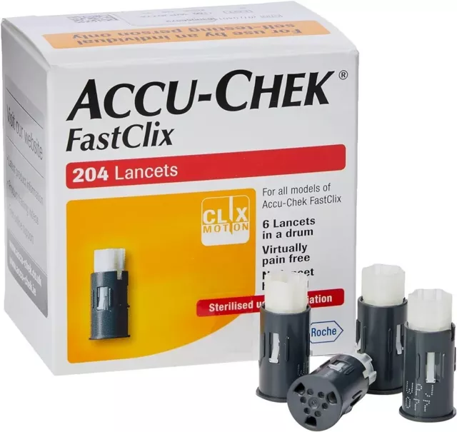 Diabetes Accu Check Fastclix Drum Lancets - 2 Boxes x 204 Lancets FAST DELIVERY