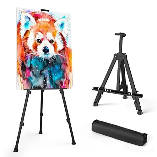 Creative Mark Thrifty Wood Tripod Display Easel Stand for Painting Pack of  2 - Durable Light Weight, Adjustable Angle for Drawing and Painting -  Beechwood Finish - Ideal For Artist 