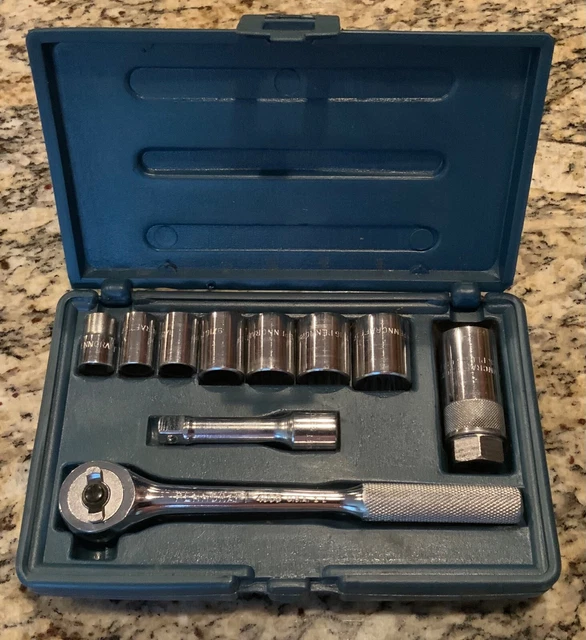 Vintage Penncraft 3/8" Drive SAE 10 Piece Socket Set USA Socket Set No. 31289