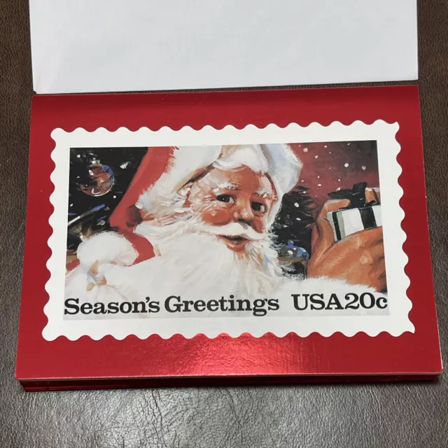 USPS 1999 Santa Claus Stamp Christmas Cards In Box - 15 Cards & 16 Envelopes