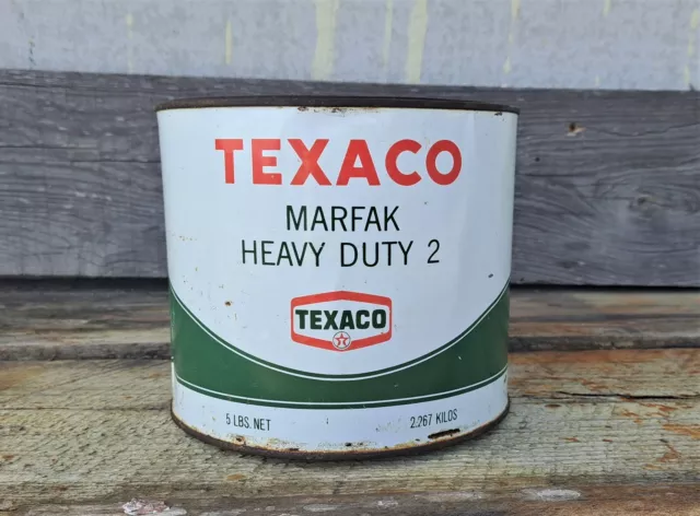 Vintage Texaco Marfak Heavy Duty 2 Empty 5# Can