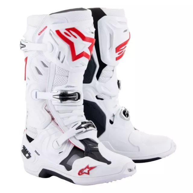 Alpinestars Tech 10 Supervented Motocross  Boots White Bright Red Adults