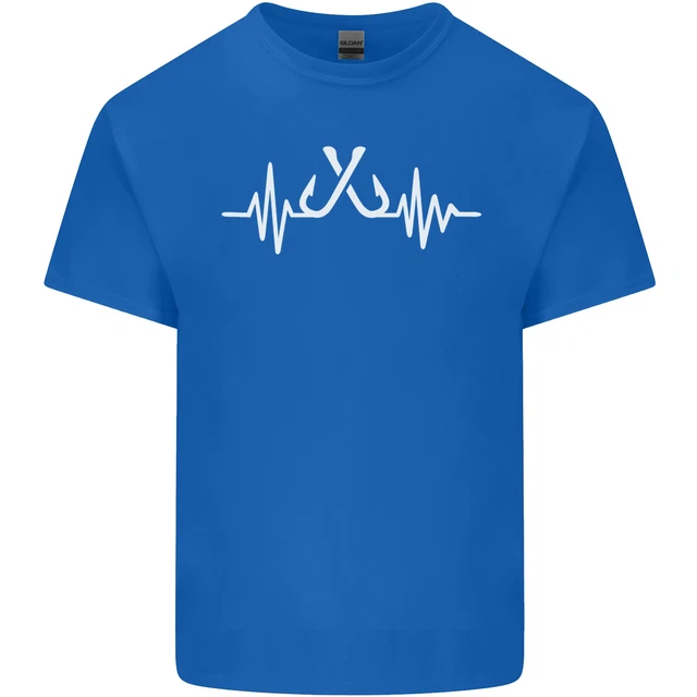 T-shirt top Pulse Fishing divertente pescatore ECG da uomo cotone 3